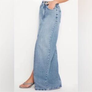 Good American Slit Front Denim Maxi Skirt